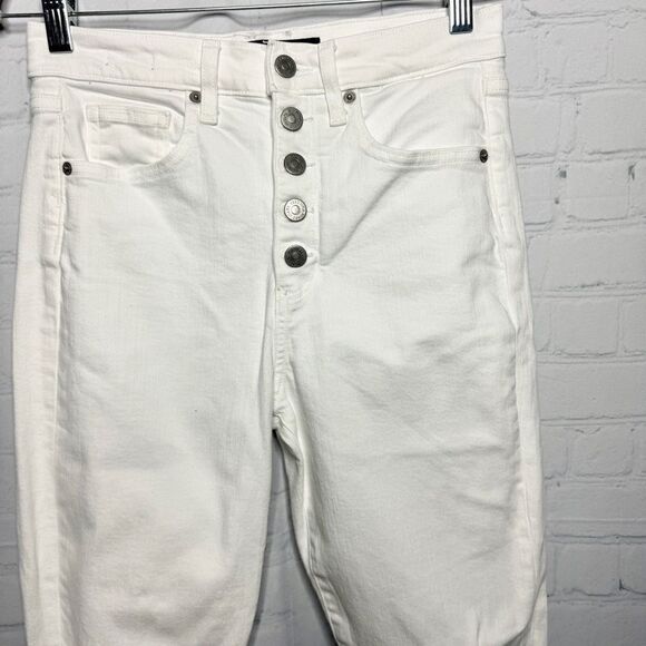 NEW Veronica Beard white distressed button fly high rise straight jeans size 28 - Picture 3 of 12
